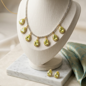 Light green kundan stone necklace