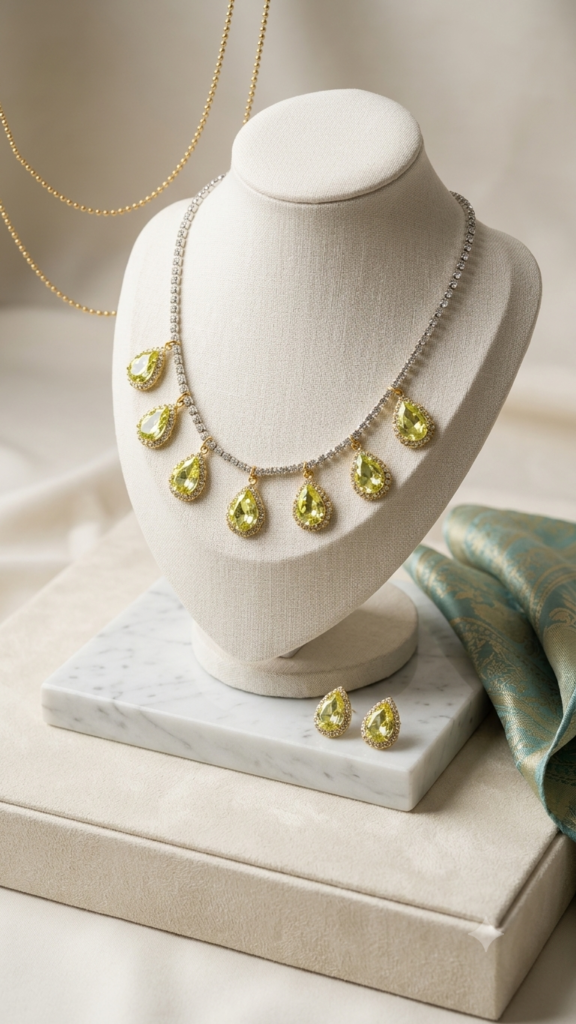 Light green kundan stone necklace