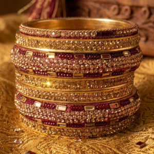 Maroon golden bangles set