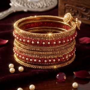 Red golden bangles set