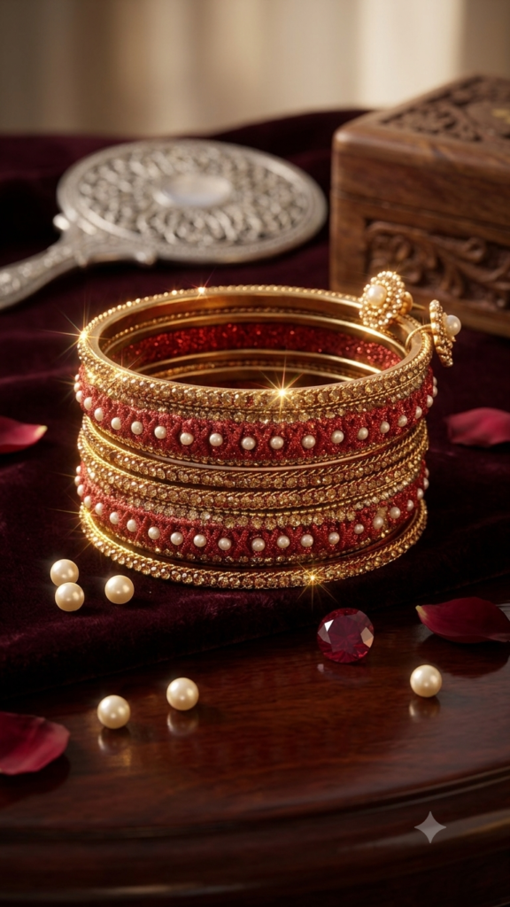 Red golden bangles set