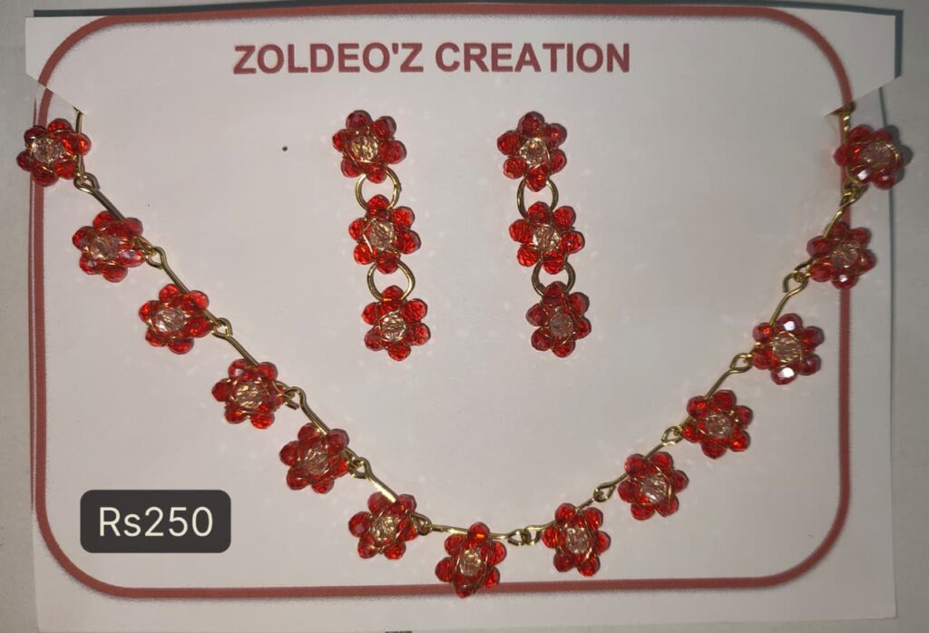 Red crystal necklace set