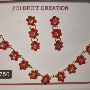Red crystal necklace set