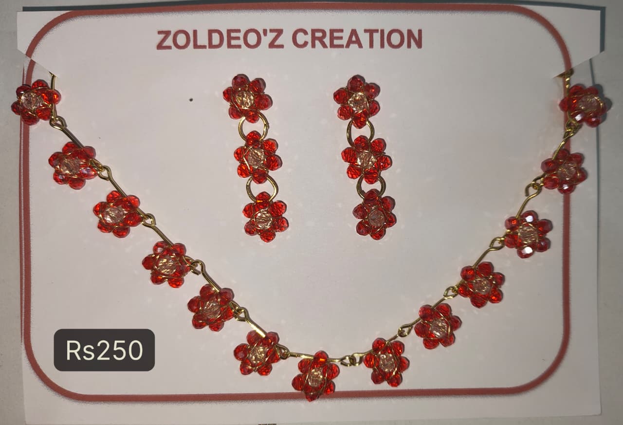 Red crystal necklace set