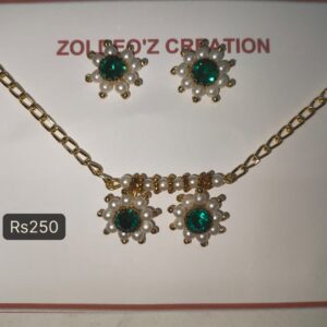 Pendent earrings set (green)