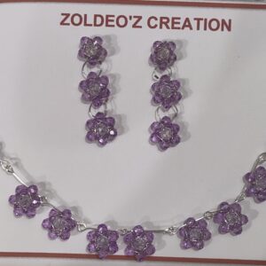Purple crystal necklace set