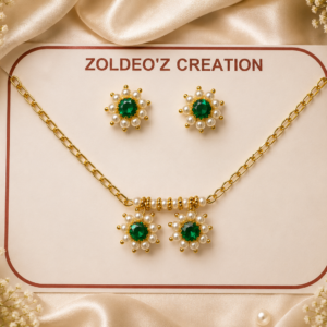 Pendent earrings set (green)