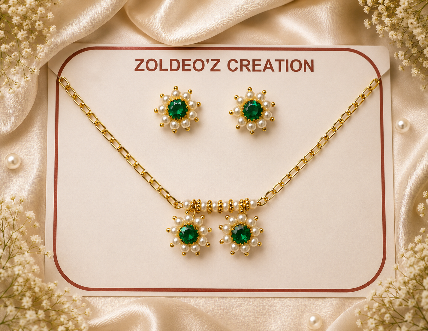 Pendent earrings set (green)