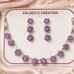 Purple crystal necklace set