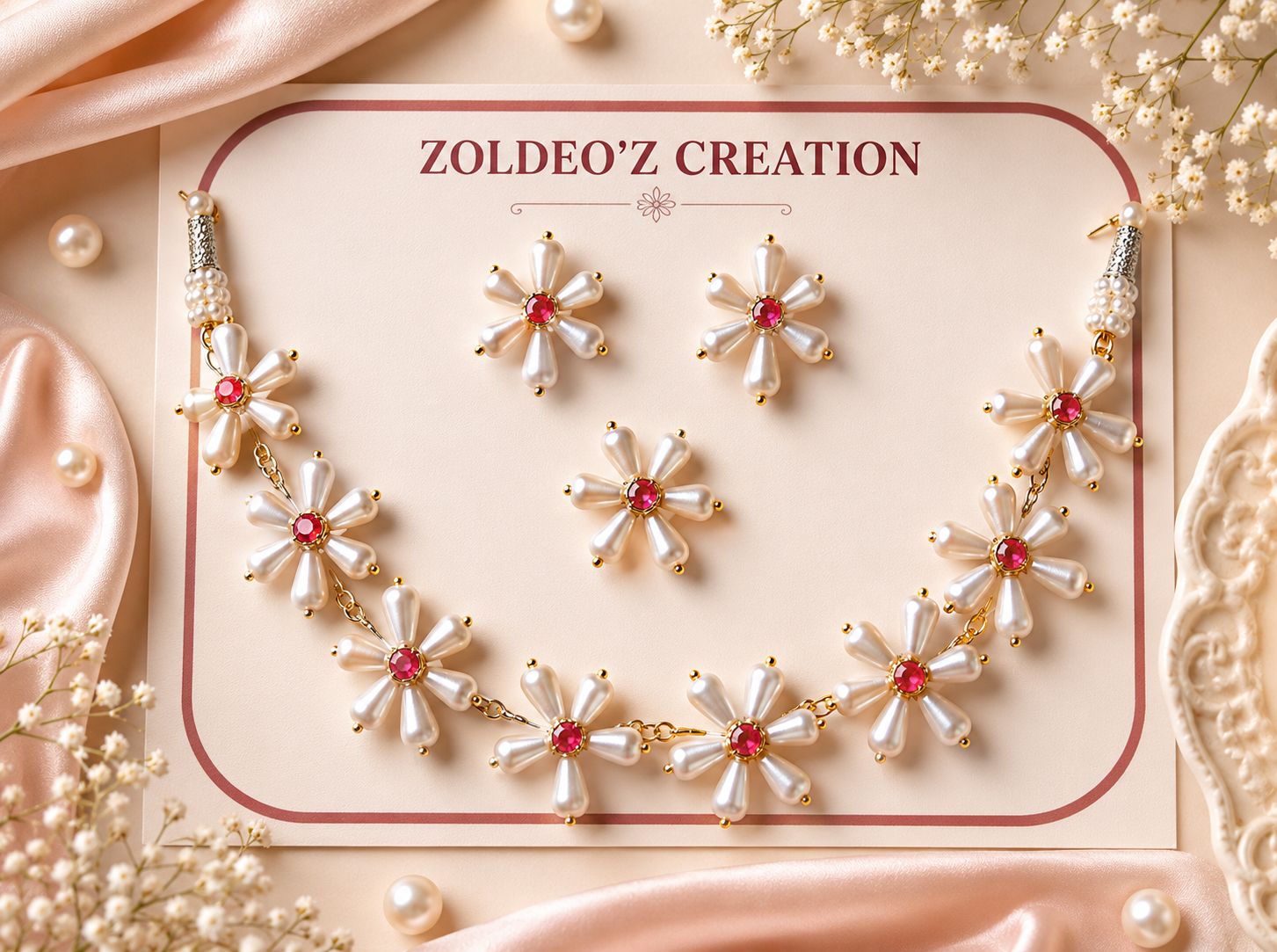 Prajakta flower necklace set (big)