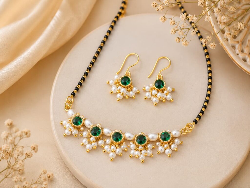 Green kundan mangalsutra
