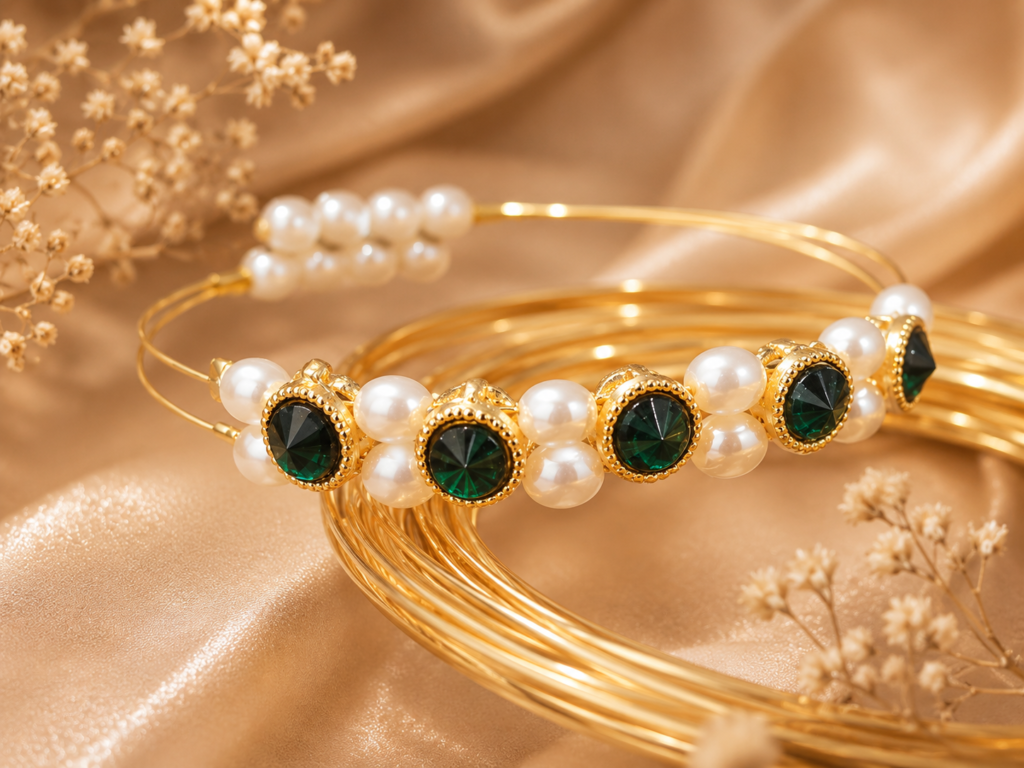 Bracelet (green kundan)