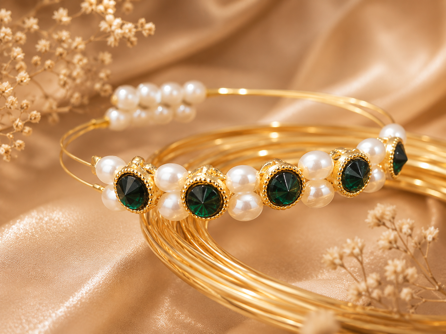 Bracelet (green kundan)