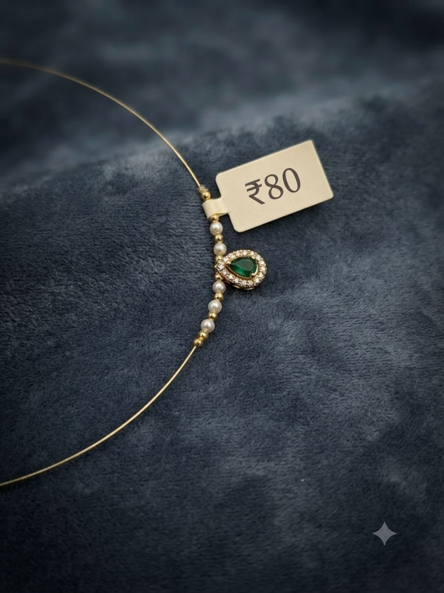 Green Stone Kundan Mini Necklace
