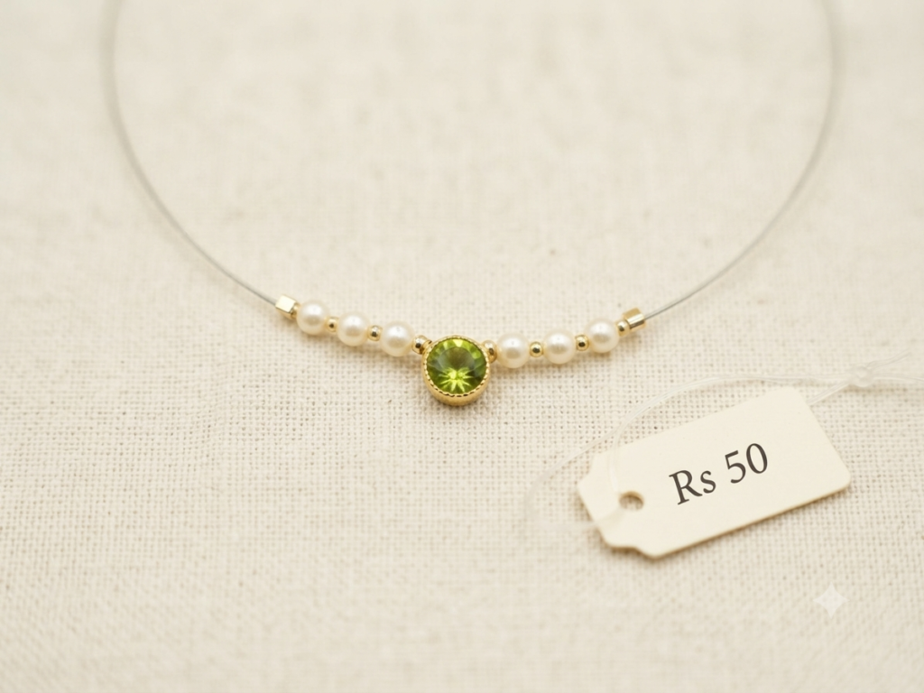 Mehandi Kundan Mini Necklace