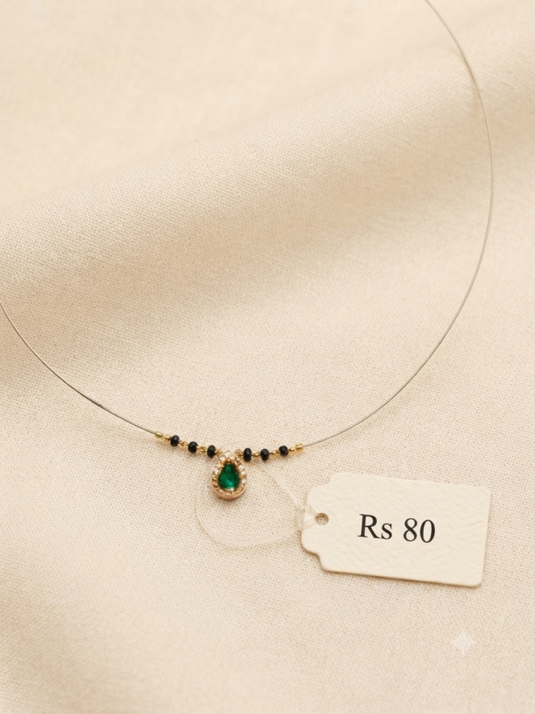 Green Stone Kundan Mini Mangalsutra