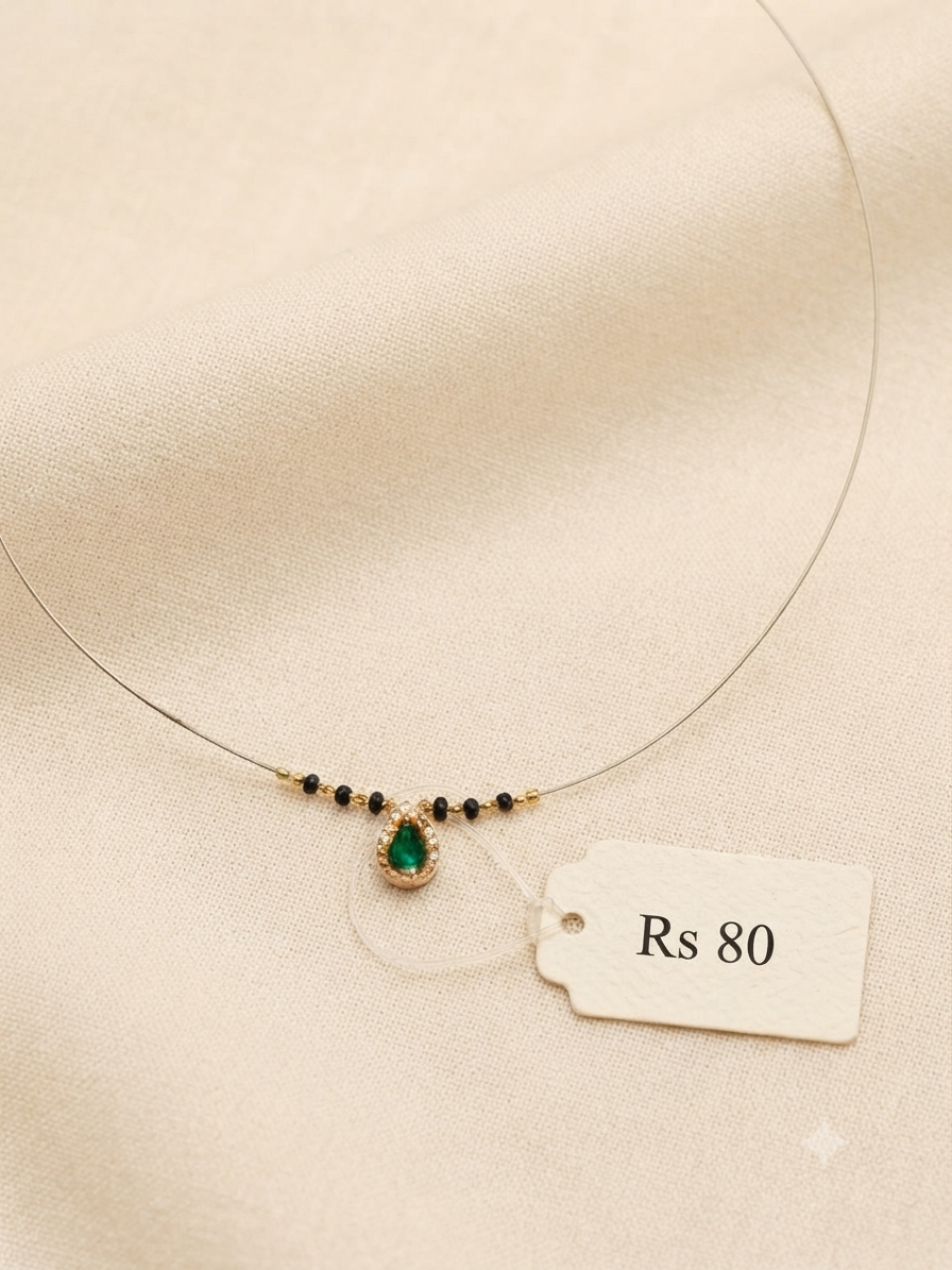 Green Stone Kundan Mini Mangalsutra