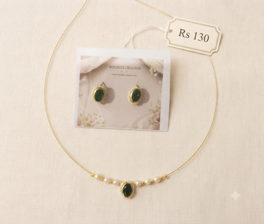 Green Kundan Moti Necklace