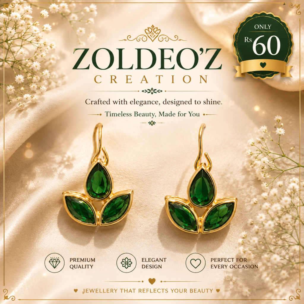 Green Trikundan Earring