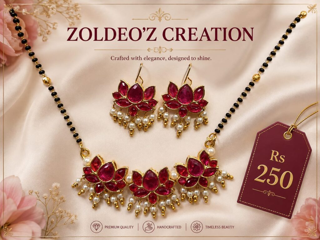 Red Lotus Triflower Mangalsutra