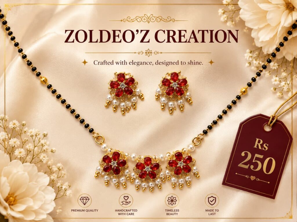 Red Flower Kundan Mangalsutra