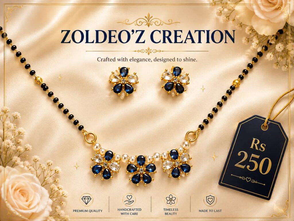 Blue Tri flower Mangalsutra