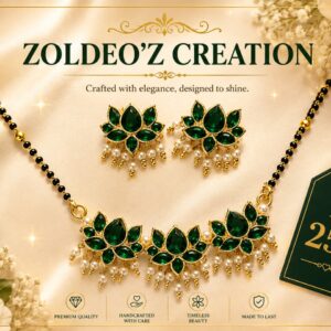 Green Tri Lotus Mangalsutra