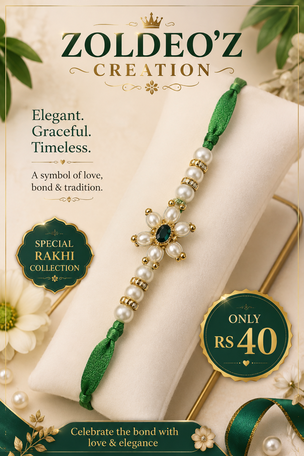Green Kundan Rakhi